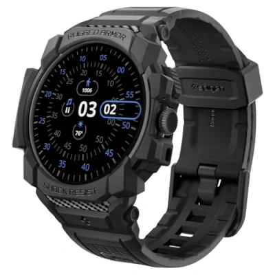Bild av Spigen Rugged Armor Pro fodral med remband kompatibelt Google Pixel Watch 3 45 mm matt svart