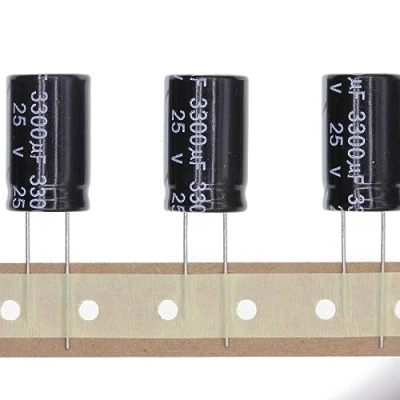 Bild av 10 stycken 25 V 3300UF Anslutbar aluminium elektrolytisk kondensator 16 x mm