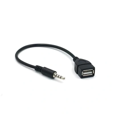 Bild av Ziyan 3,5 mm AUX ljudkontakt till USB A uttag bil adio adapter kabel omvandlare bilstereo för bilstereo, GPS, CD, DVD ljud svart