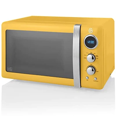 Bild av Retro Micro ondes Numérique 20L, 5 Niveaux Puissance, Décongélation, Minuterie SWAN SM22030YELNEU 800W Jaune 55108