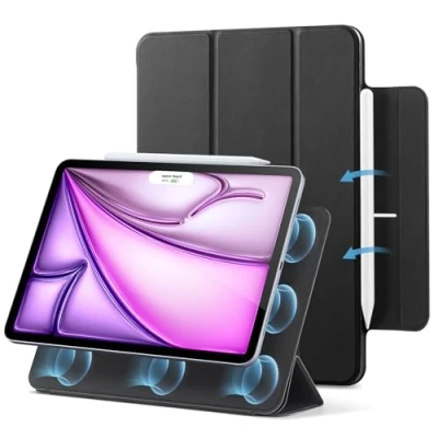 Bild av ESR fodral för iPad Air 13 tum M2 2024, Pro 12,9 (2022/2021/2020), magnetiskt med Trifold stativ, magnetisk anslutning, stöd USB C penna/penna, automatisk aktivering/standby, svart