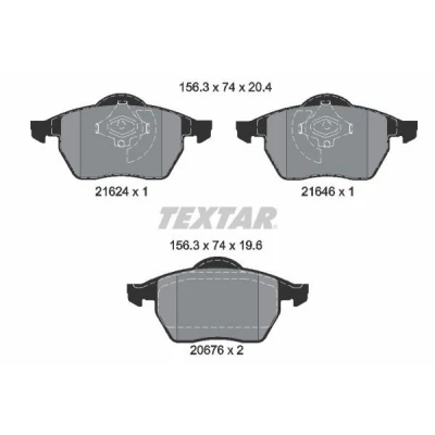 Bild av TEXTAR 2162402 Jeu de plaquettes frein non préparé pour indicateur d&#039;usure AUDI: A4 B5 Avant, Berline, VOLKSWAGEN: Passat Berline