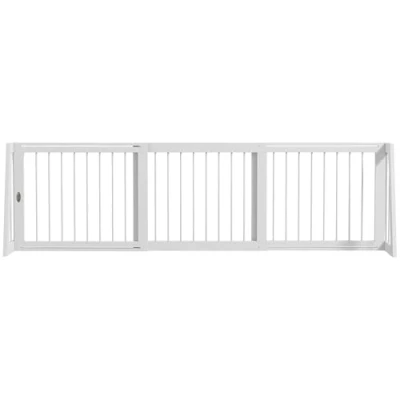 Bild av PawHut Hund säkerhetsgrind 3 paneler infällbar skyddsgrind 71190 cm husdjursstaket i trä dim. l x 38,5 56 vit