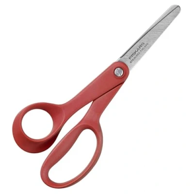 Bild av Fiskars barnsax för vänsterhänta, från 8 år, längd: 13 cm, blad i rostfritt stål/plasthandtag, röd, Classic, 1005169