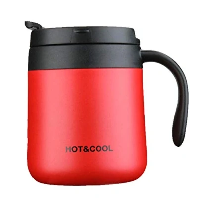 Bild av Gteller 35 ml kaffemugg i rostfritt stål, dubbelväggsisolerad vakuummugg med lock och handtag håller drycken varm kall (röd)