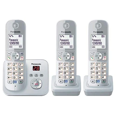Bild av Panasonic KX TG6823 Hemtelefoner med Röstbrevlåda, Silver, 3 st