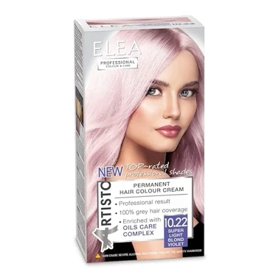 Bild av Elea Professional Color &amp; Care Permanent hårfärg, 120 ml, professionella resultat, skydd mot grått hår, berikad med komplex av vårdande oljor, långvarig 10.22 superljusblond violett