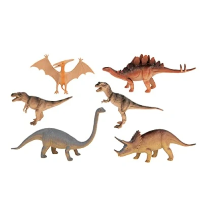 Bild av Idena 40221 Leksaksfigurer set med 6 ca 15 cm stora dinosaurier, barnleksaker från 3 år för lek i badkaret, sandlådan och barnrummet