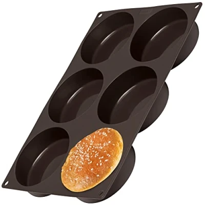 Bild av Lurch 85086 FlexiForm Burger Buns/silikonbakform för 8,5 cm pattys, 6 fack, brun