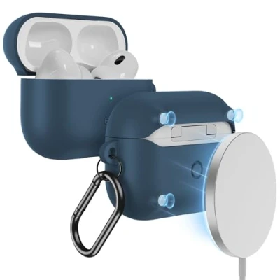 Bild av ESR för AirPods Pro 2 fodral (2023/2022/2019) med HaloLock, kompatibel 2./1. generationen (USB C/belysningskabel), stöder magnetisk laddning, synlig statu, blå