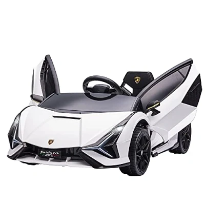 Bild av HOMCOM Elbil barn elfordon sportbil superbil 12 V V. Max. 8 km/h fjärrkontroll inklusive öppning dörrar MP3 USB ljudeffekter vit