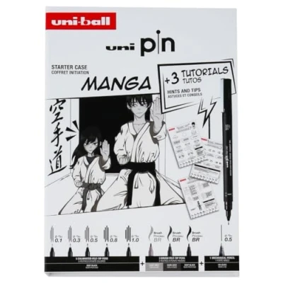 Bild av Uni ball 8 st PIN fodral kalibrerade markörer 0,2 till 1,0 mm set manga startpaket NO1
