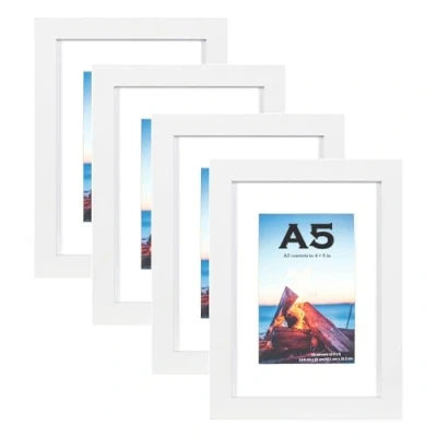 Bild av Lärdande träd vit A5/21 x 14,8 cm fotoramar set med 4, träramar för fristående och väggmonterbara