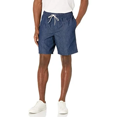 Bild av Amazon Essentials herr dragsko promenadshorts (finns i plusstorlek), mörk tvätt Chambray, liten