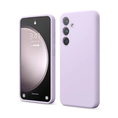 Bild av elago Flytande silikonfodral kompatibelt med Samsung Galaxy S24, premiumsilikon, helkroppsskydd, 4 lager stötsäker struktur, reptåligt mjukt mikrofiberfoder (lavendel)