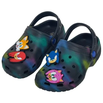 Bild av Sonic The Hedgehog träskor med berlocker pojkar flickor sandaler barn sommar tofflor ankelrem strandskor, flerfärgad, 11 UK Child