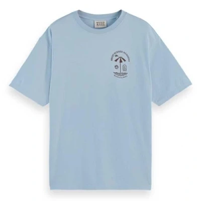 Bild av Scotch &amp; Soda Regular FIT Front AND BACK Artwork Tshirt med print, Storlek: Large, Sky blue