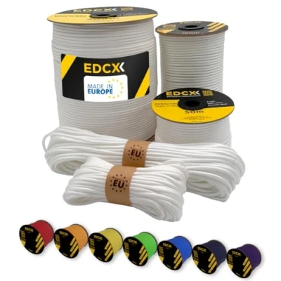 Bild av EdcX Paracord 4 mm, 35+ solida färger (15m, 30m, 50m, 100m, 300m) Idealisk för hantverk, gör det själv, camping 100% nylonrep 4mm Tactical Cord 550 Typ III