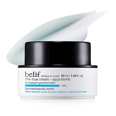 Bild av Belif True Cream Aqua Bomb 50ml, Lätt fuktgivande kräm, Dammantel havreskal, Återfuktande ansiktskräm, Kombinerad till fet hud, Dagkräm ansiktsvård, Koreanska kosmetika
