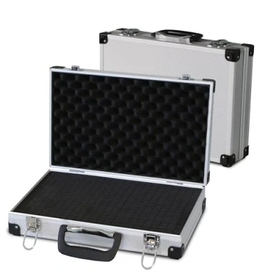 Bild av PeakTech 7260 Universalväska för mätinstrument, robust aluminiumväska, verktygsförvaring, kubformade skumpaneler, skumfyllning, låsbar, dammskydd, drönare, L 370 x 230 80mm
