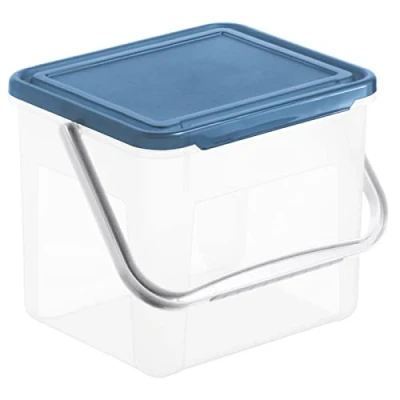 Bild av Rotho Basic förvaringslåda 5 l med lock och handtag, plast (PP) BPA fri, transparent/blå, 3 kg/5 l, (21 x 20 18 cm)