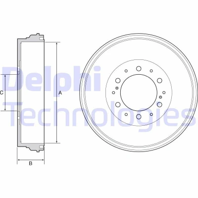 Bild av DELPHI BF537 Tambours de Frein sans bague ABS, roulement roue 344 TOYOTA: Hilux 3 Pick up, VIII up