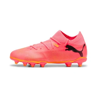 Bild av Puma Future 7 Match FG/AG JR Unisex Fotbollsskor fasta dobbar för barn, Storlek: 32, Sunset glow/black/sun stream Textil/syntet