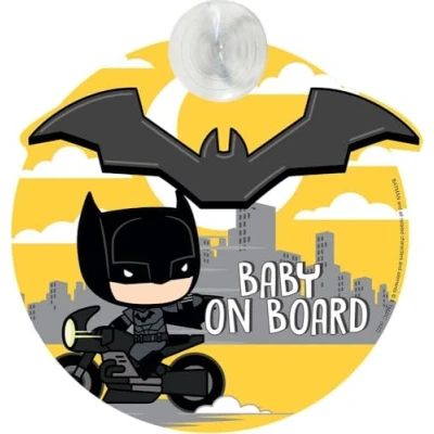 Bild av DC Comics Barn ombord, bilsäkerhetsskylt &quot;baby on board&quot; superhjälte grafik Batman med sugkopp