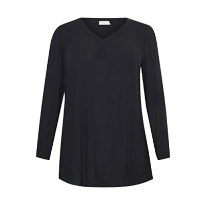 Bild av Kaffe Curve dam plus storlek tunic långärmad blus V nacke, midnatt marinblå, 44