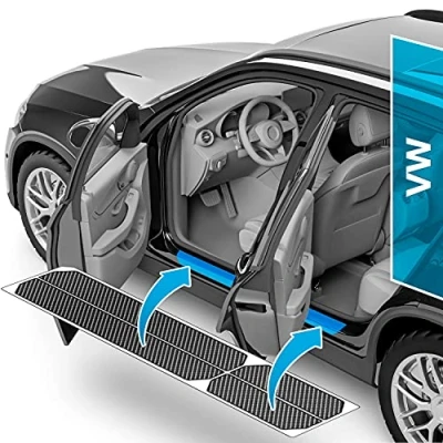 Bild av uProtect skyddsfilm för trösklar till bildörrar VW ID.7 ED2 I 2023 2025 skyddsfolie bildörr lackskyddsfolie med rakel svart kolfiberlook