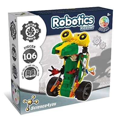 Bild av Science4you Robotisk Rexbot, en robotbyggsats med 106 stycken byggrobot, själv denna elektronikbyggsats, inlärningsspel och byggleksaker för barn från 8 år