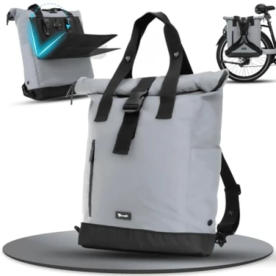 Bild av Mivelo cykelväska för bagagehållare cykelryggsäck kvinnor av vattenavvisande material bagagehållarväska bak och ryggsäck med vikbar bakdel (reflekterande)