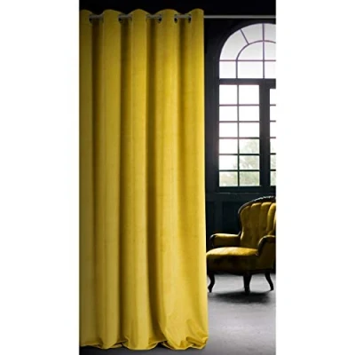 Bild av Eurofirany RIA Mörkläggningsgardin, Ogenomskinlig, Satänggardin med Öljetter 1st. Extra Lång Gardin, Elegant, Vanlig, Vardagsrum, Sovrum, Densitet 290 g/m², 140x250 cm, Senapsfärg
