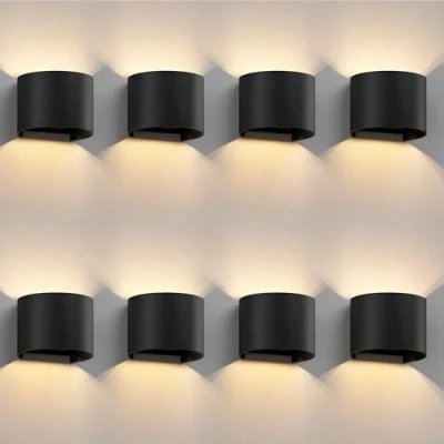 Bild av ledscom.de 8 st. vägglampa RUNEL för utomhusbruk, IP65, upp /nedljus, svart matt, rund, 1x G9 max. 10W