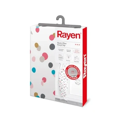 Bild av Rayen strykbrädesöverdrag (universellt, vadderat, lätt att montera med EasyClip) Basic Plus Range Vit konfettimönster
