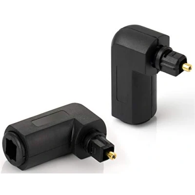 Bild av Poppstar 2x Toslinkadapter 90 vinklad (toslinkuttag till Toslinkkontakt) Vinkelkontakt för Toslink digital optisk ljudkabeladapter S/PDIF anslutning