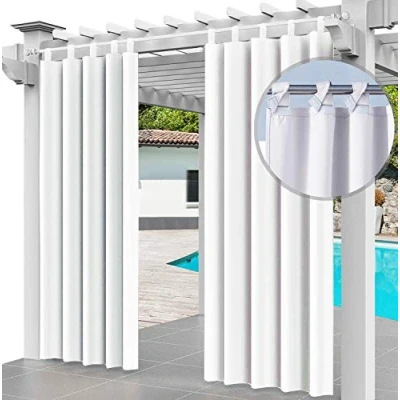Bild av Utomhusgardin 2 pack Slingergardiner 220 x 155 cm Trädgårdsstugor Balkonggardiner Mörkläggningsgardiner med slingor, Vattentäta gardiner för Paviljong Strandhus (2 paneler) Weiss [129]