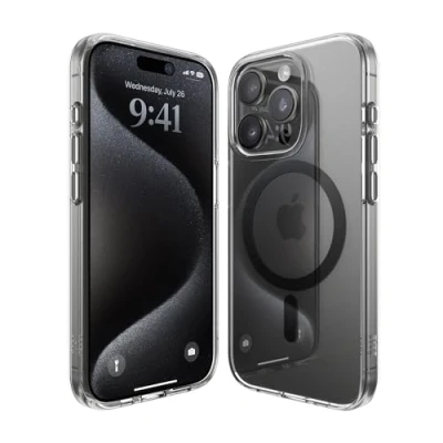Bild av elago Magnetiskt Hybridklart Fodral Kompatibelt med iPhone 15 Pro Fodral, MagSafe, 6,1 tum, US Militärkvalitet Droppskydd, PC + TPU Hybridteknik, Minskad Gulning (svart)