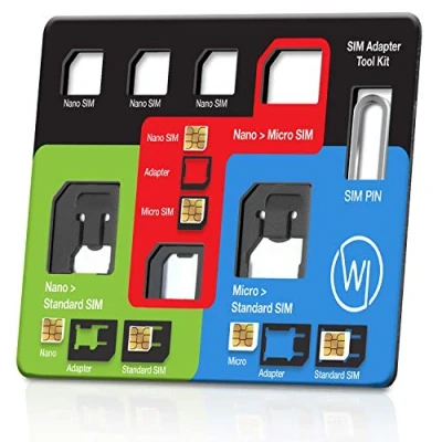 Bild av Wicked Chili 8 i 1 Multi SIM kortsverktyg för alla kort, med 3 adaptrar, förvaringsfack nano och Micro kort nål, resekit kreditkortsformat