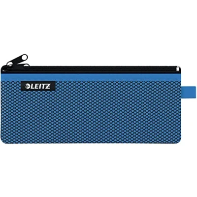 Bild av Leitz WOW Fodral med två fickor, dragkedja, nylon, tvättbar, medium (21 x 8,5 cm), blå, 40120036