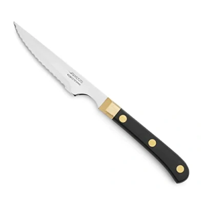 Bild av Arcos bordsknivar stekkniv bordskniv blad nitum rostfritt stål 11,5 cm handtag polyoxymetylen (POM), skär dina köttbitar med lätthet och precision, Regia serien, svart guldfärg