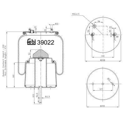 Bild av FEBI BILSTEIN 39022 Soufflet à air, suspension pneumatique des deux côtés du pont arrière