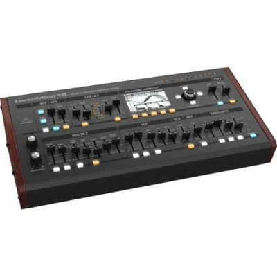 Bild av Behringer Deepmind 12D, Analog synthesizer, Choruseffekt, Försening, Flanger / Digital Signal Processing (DSP), Phaser, Reverb, Svart, LCD, AC