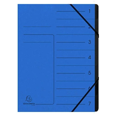 Bild av Exacompta Ref 540702E 1 häftad ryggpärm med resårband omslag tryckt i glansig kartong och insida svart återvunnen 7 fack storlek 24,5x32 cm A4 färg blå