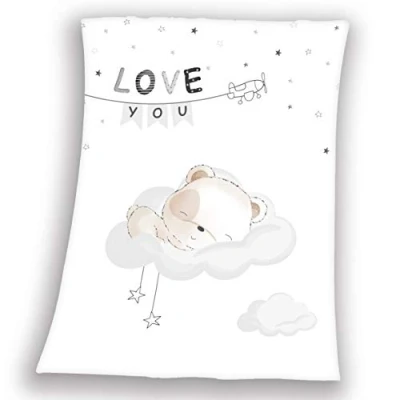 Bild av Herding Babyfilt, Sleeping Little Bear Motiv, 75 x 100 cm, polyester, vit