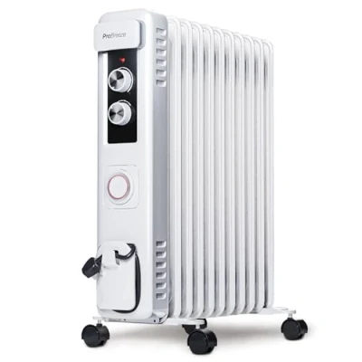 Bild av Pro Breeze 2500 W oljefylld radiator, fristående med 11 lameller smal elektrisk radiator bärbar oljevärmare inbyggd 24 timmars timer, 3 värmeinställningar, justerbar termostat