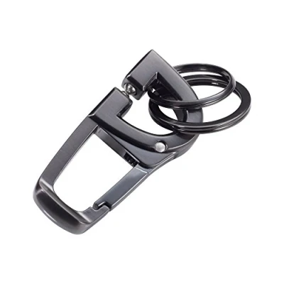 Bild av TROIKA D CLICK KR18 06/GM Nyckelring med 2 nyckelringar praktisk &quot;klickstängning&quot; karbinhake gjuten metall glänsande gunmetal grå original, GRÅ, 6 cm,