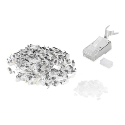 Bild av DIGITUS Cat 6A Crimp kontakt 100 stycken RJ45 nätverkskontakter skärmade För Cat6A nätverkskablar, förläggningskablar och PoE Ethernet LAN kablar 10GBase T 8P8C AWG 23/1 till 22/1