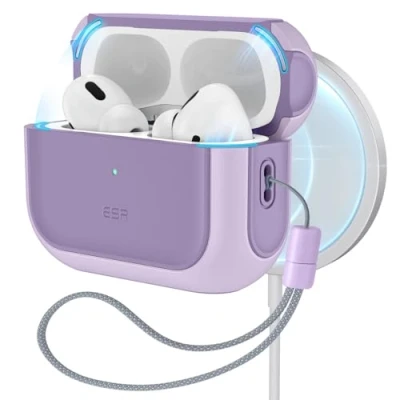 Bild av ESR för AirPods Pro 2 fodral, MagSafe laddning 2:a generationen/1:a generationen (20232022/2019), Hybrid Drop Protection, HaloLock Orbit Hybridfodral Apple Airpod med snodd,
