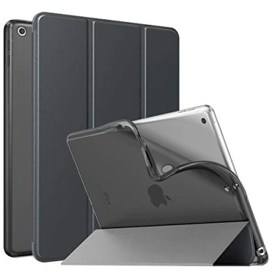 Bild av MoKo Case for New iPad 9th/8th/7th Gen (2021/2020/2019), Soft TPU Translucent Frosted Back Cover Slim Shell Protective with Stand 10.2 inch,Auto Wake/Sleep, Space Gray